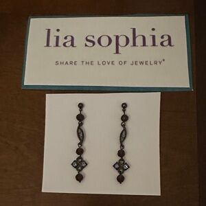 Lia Sophia Deep Purple and Black Dangle Earrings